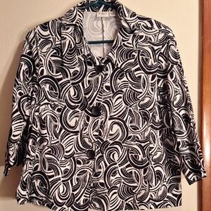 Cato Black and White Swirl Button Down Shirt/ Womens  Blazer. Size 18/20